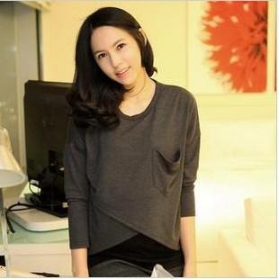 2013 spring maternity clothing personality single pocket nursing clothing maternity top maternity nursing clothes