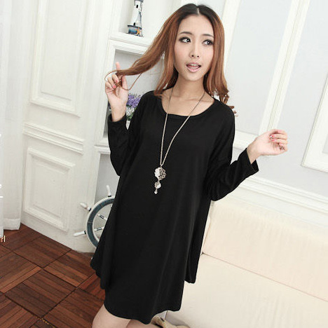 2013 spring maternity clothing plus size maternity o-neck long-sleeve spring one-piece dress maternity dress