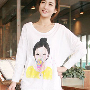 2013 spring maternity clothing spring cotton T-shirt long-sleeve basic shirt top head portrait plus size loose spring