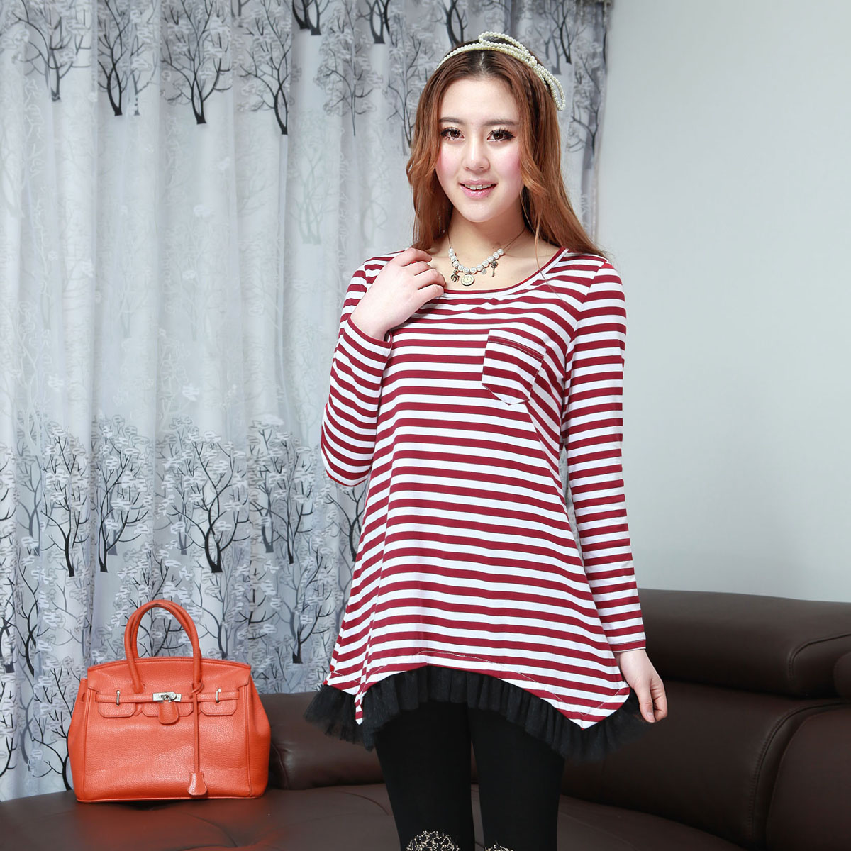 2013 spring maternity clothing stripe top spring and autumn long-sleeve T-shirt maternity basic shirt