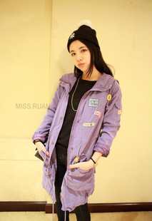 2013 Spring medal drawstring long design big trench Outerwear long design trench Outerwear female