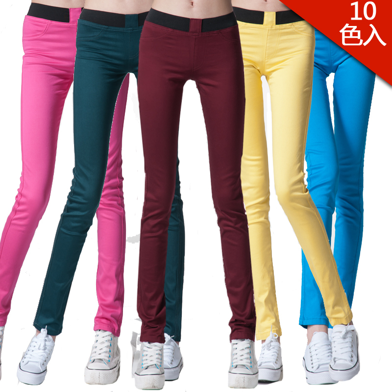 2013 spring multicolour candy color elastic waist slim pencil pants legging plus size female