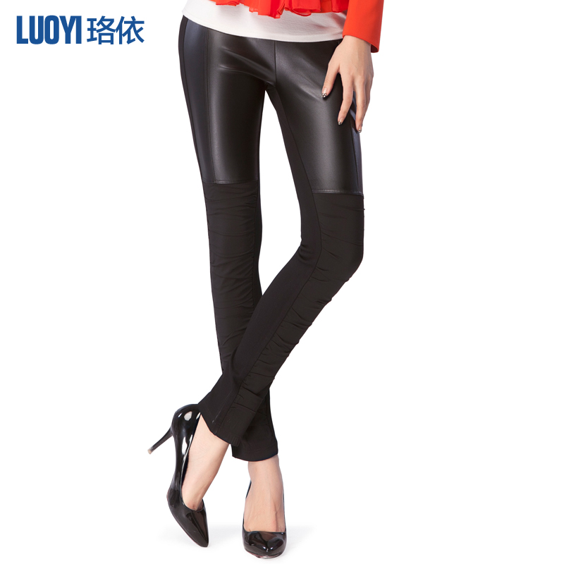 2013 spring multicolour leather mosaic ankle length trousers colorant match casual pants 9470