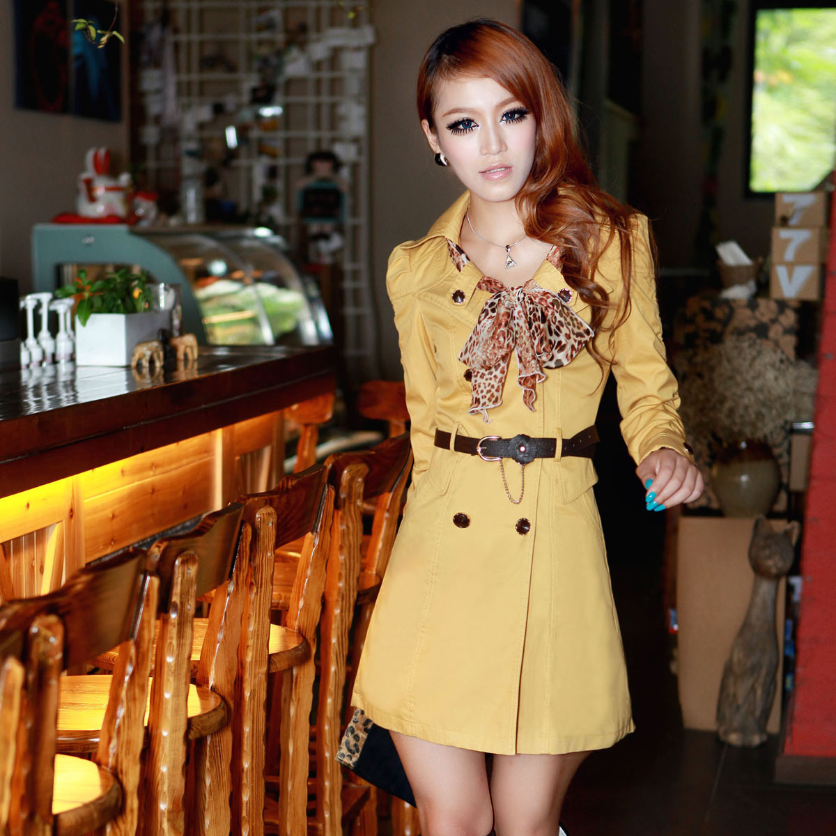 2013 spring new arrival AYILIAN slim trench outerwear female spring and autumn casual