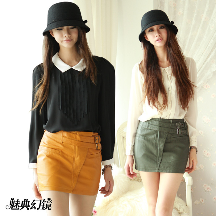 2013 spring new arrival bust skirt vivi fashion leather slim hip short skirt internality high waist short skirt pencil skirt