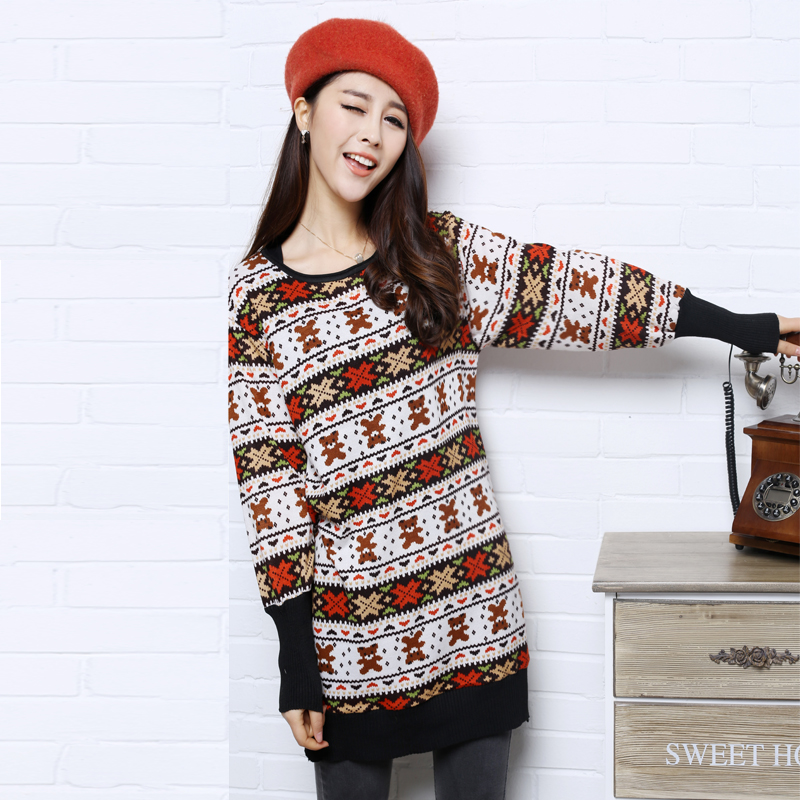 2013 spring new arrival casual loose cartoon basic sweater female sweater yarn sweater medium-long pullover