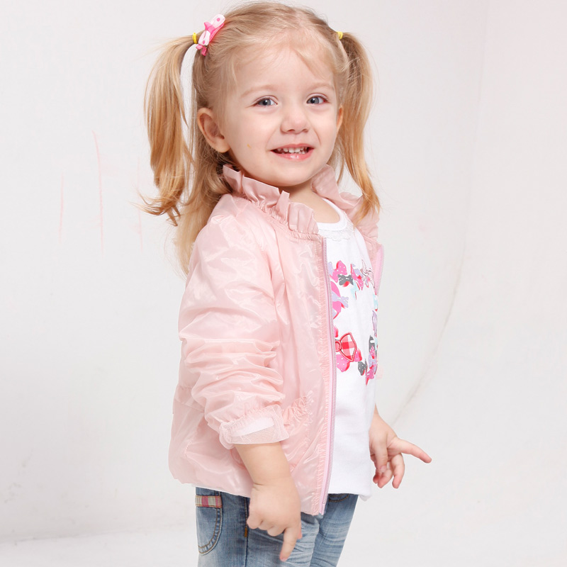 2013 spring new arrival children's clothing female child outerwear thin cardigan trench summer windshield sun protection