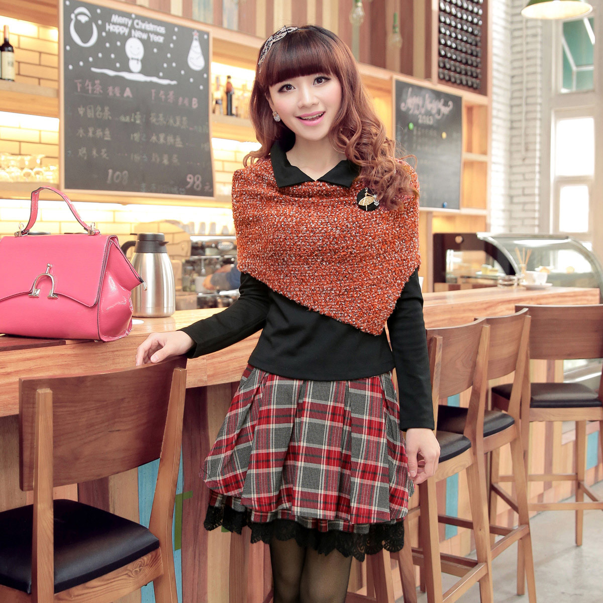 2013 spring new arrival classic set fashion piece set long-sleeve a-line skirt corsage