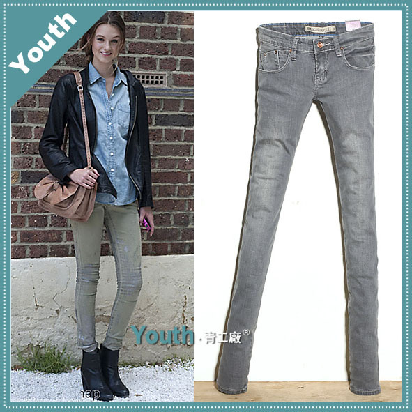 2013 spring new arrival fashion brief gray jeans female low-waist slim pencil pants trousers