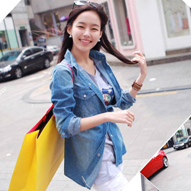 2013 spring new arrival fashion nostalgic vintage water wash gradient Women long-sleeve denim shirt denim shirt