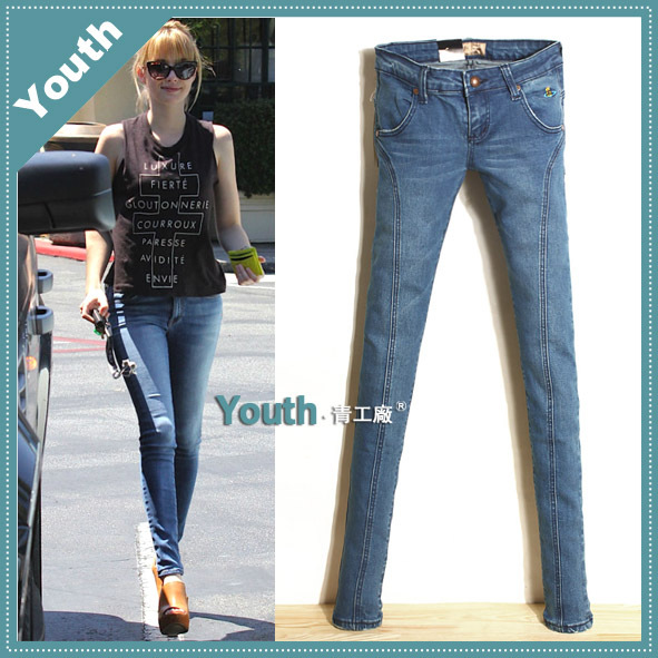 2013 spring new arrival fashion retro finishing three-dimensional cut jeans female skinny pants low-waist pencil pants
