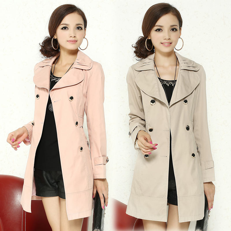 2013 spring new arrival fashion women's elegant turn-down collar double breasted cotton long-sleeve 100% women's trench 307