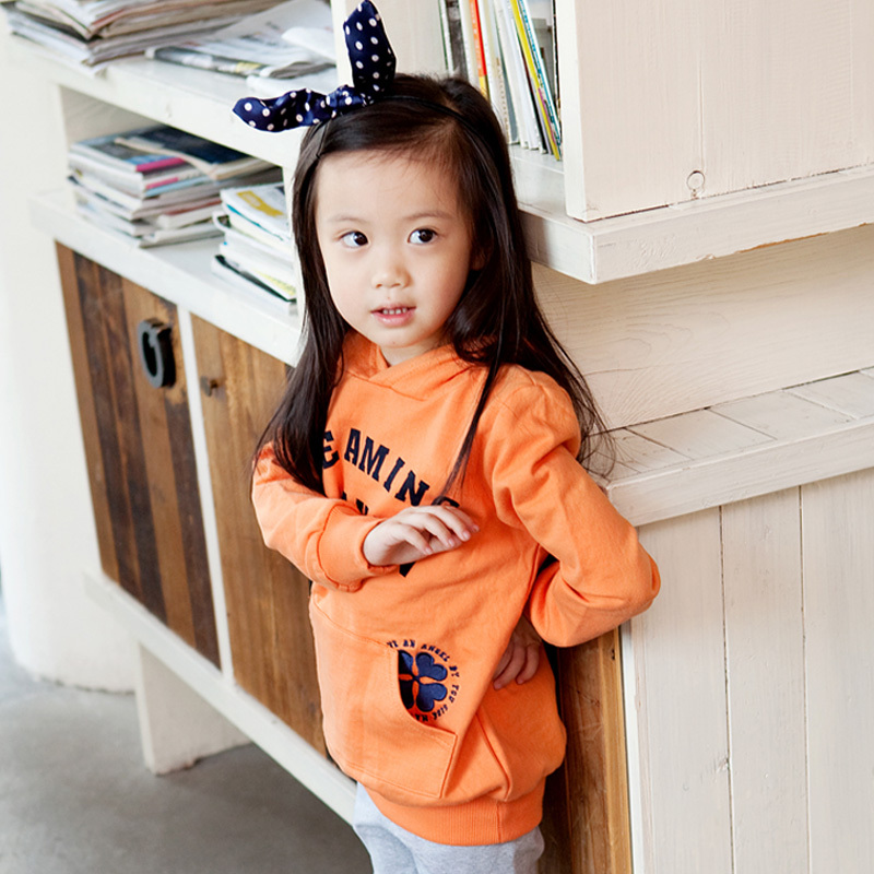 2013 spring new arrival female child with a hood pullover casual spring and autumn sweatshirt free shipping