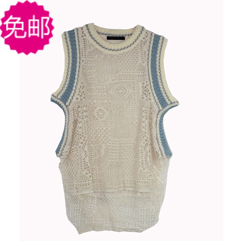 2013 spring new arrival knitted cutout crochet pullover sweater shirt sweater vest