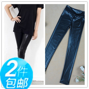 2013 spring new arrival leather pants PU high waist legging faux leather plus size boot cut jeans trousers