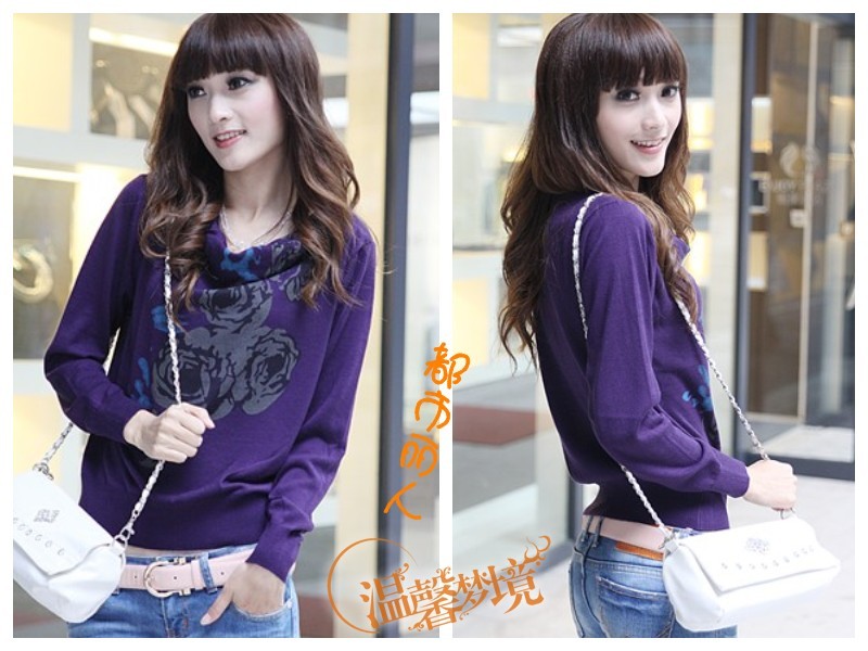 2013 spring new arrival loose women's short design rose sweater