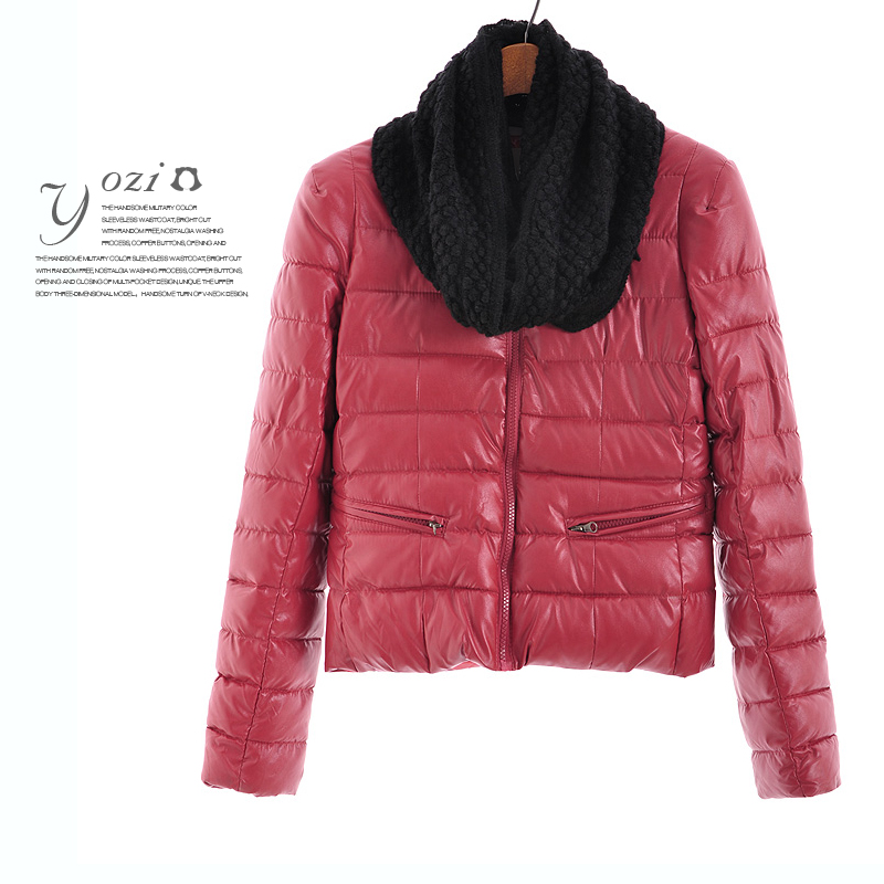 2013 spring new arrival o-neck long-sleeve leather zipper short wadded jacket cotton-padded jacket outerwear ac698