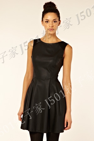 2013 spring new arrival patchwork PU pleated skirt leather skirt high waist one-piece dress tank dress