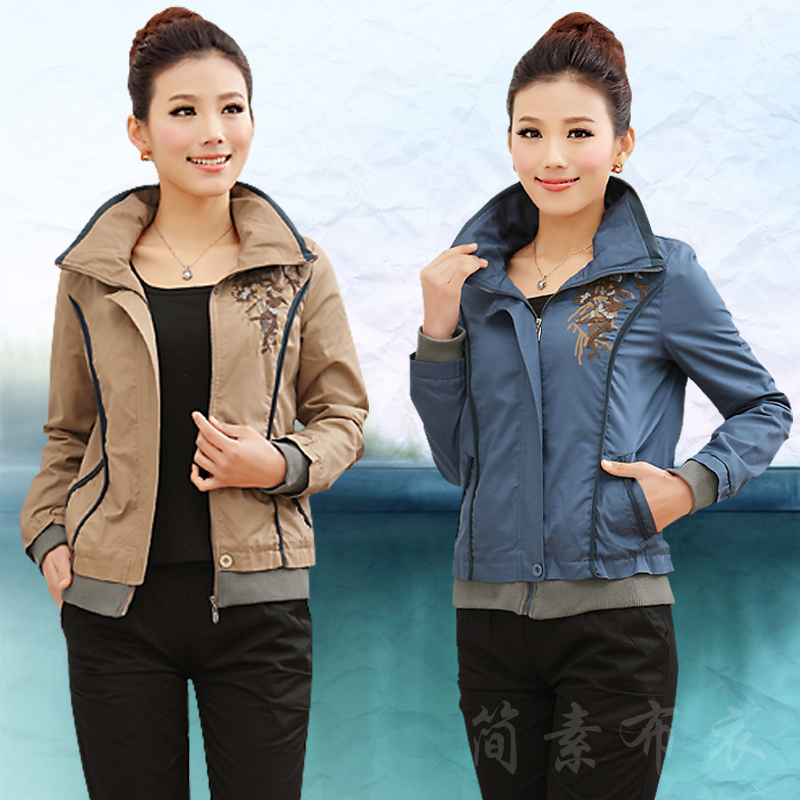 2013 spring new arrival plus size fashion women's casual embroidered embroidery stand collar short jacket female Free Shipping