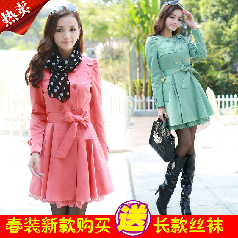 2013 spring new arrival plus size female AYILIAN women's trench female outerwear spring and autumn women's trench