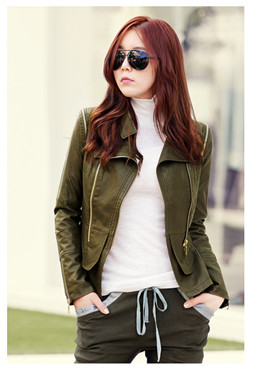 2013 SPRING NEW ARRIVAL PU&KNIT Leather JACKET for female Free shiping 5199Rockgirl