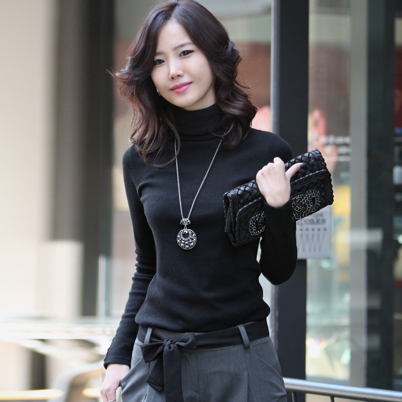 2013 spring new arrival slim all-match turtleneck shirt basic turtleneck long-sleeve sweater thin sweater 109