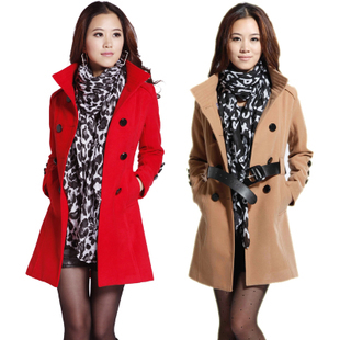 2013 spring new arrival slim waist double breasted trench outerwear woolen large