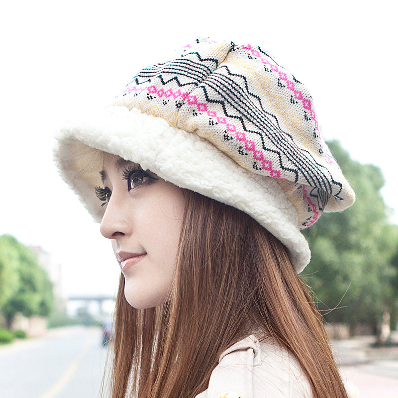 2013 spring new arrival thermal check hat cap knitted hat knitted hat female 110952