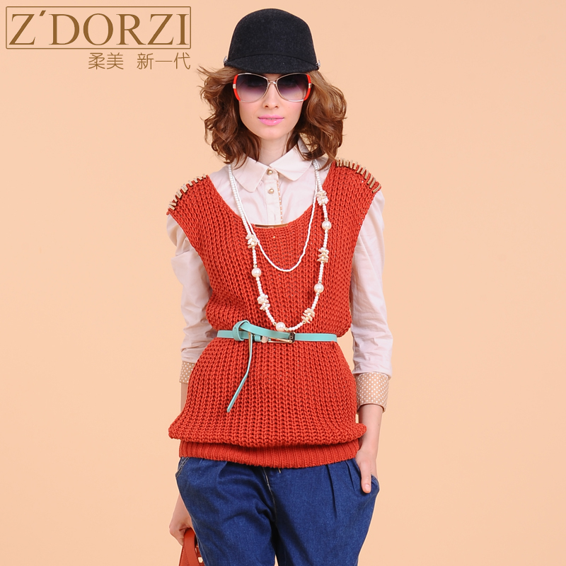 2013 spring new arrival women's fashion o-neck sleeveless sweater 01 123529