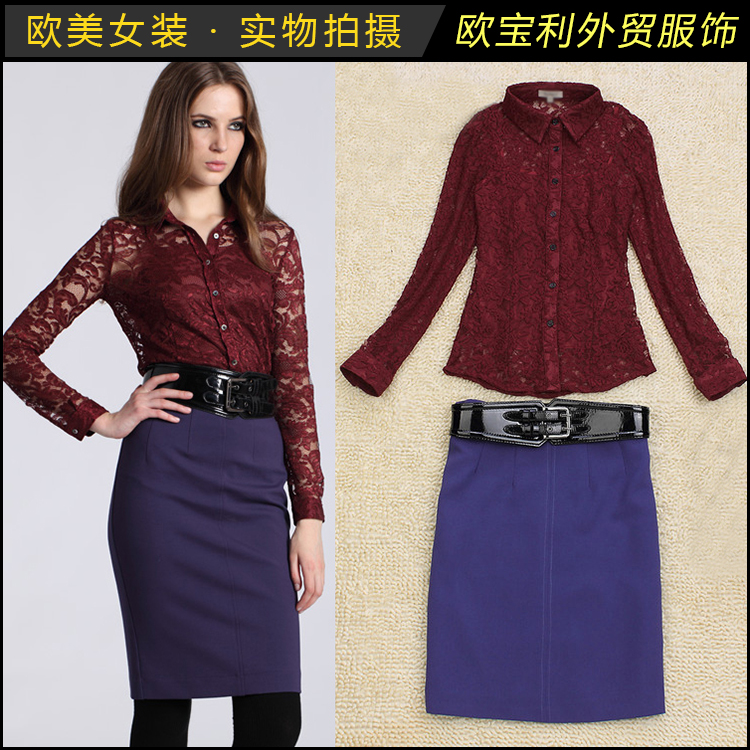2013 spring new arrival women's fashion star victoria orange ol blazer half-skirt set