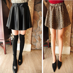 2013 spring new arrival women's loose leather skirt leather short skirt dress PU skirt expansion bottom short skirt female