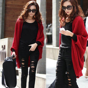 2013 spring new arrival women's medium-long batwing sleeve cape cardigan loose outerwear plus size Free Shipping