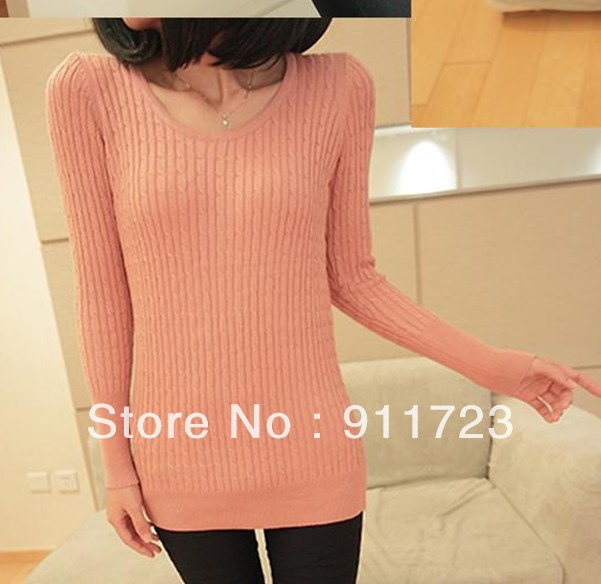 2013 Spring New Arrival Women Slim Fit Long Sleeve Knitting Pullover/Ladies Round Neck Knitted Sweater Free Shipping Candy Color