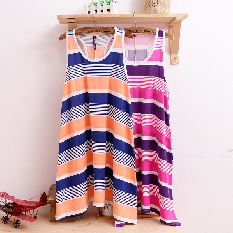 2013 spring new arrival Women wide stripe one-piece dress tank dress plus size 30-14q