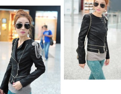 2013 Spring New Cool shoulder flash faux leather jacket, Modern Lady fashionable lapel jPU coat,free shipping,137