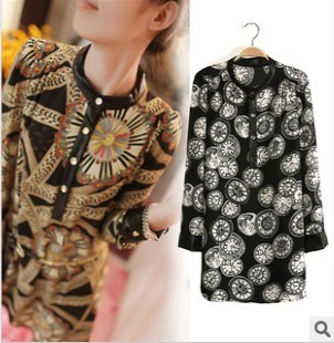 2013 Spring New Europe Fashion Style  Collar Slim Leather Patchwork Chiffon One-piece Summer Dress For Women