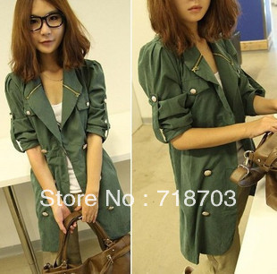 2013 spring new Korean military uniform sense of sense of metal zipper Slim double-breasted trench coat