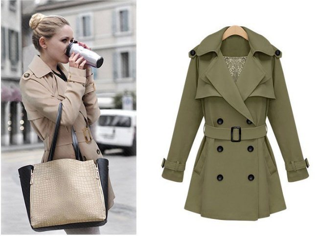 2013 spring new loose lapel double-breasted waistband deep V-neck windbreaker jacket Free shipping