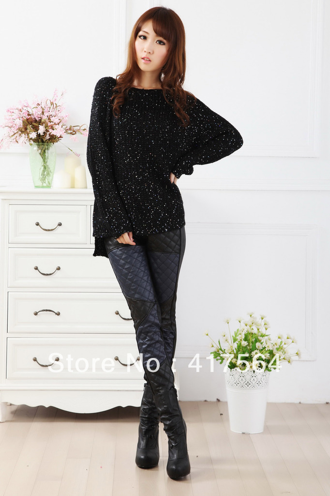 2013 spring new models female models were thin Leggings the thicker stitching imitation leather leggings pantyhose Hot