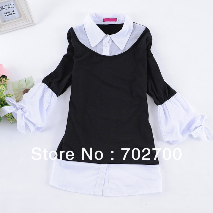 2013 Spring New OL Plus Size Lantern Sleeve Cotton Shirt  Women Free Shipping