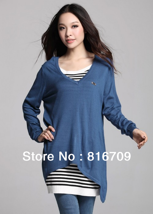 2013 Spring New Women Sweater Dress Blue and Pink Color, High Quality 2 Pieces Dress and Vest Ladies Sexy Dresses Free Shipping