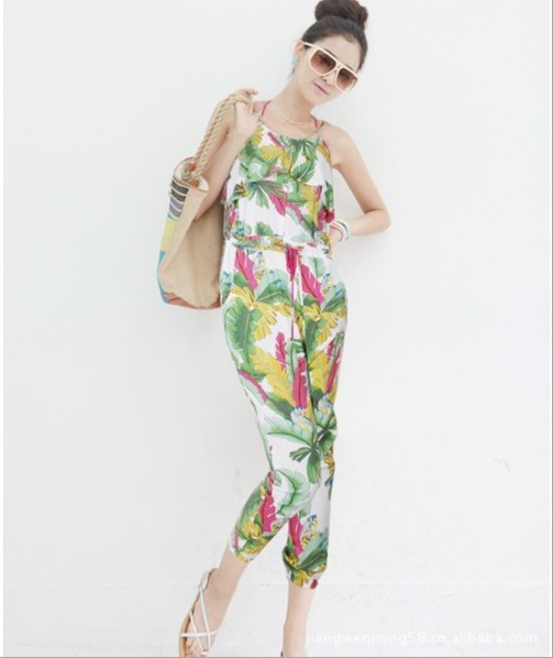 2013 SPRING NEW Womens Bohemian Floral  Jumpsuit Playsuit  Long Harem Pants S M L,CQ001