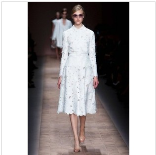 2013 spring Newest hot selling 100% Cotton hollow out embroidery elegant white suits dresses with belt for women#S1130007