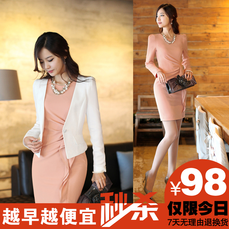2013 spring ol professional set women's skirt slim fashion coat long-sleeve dress