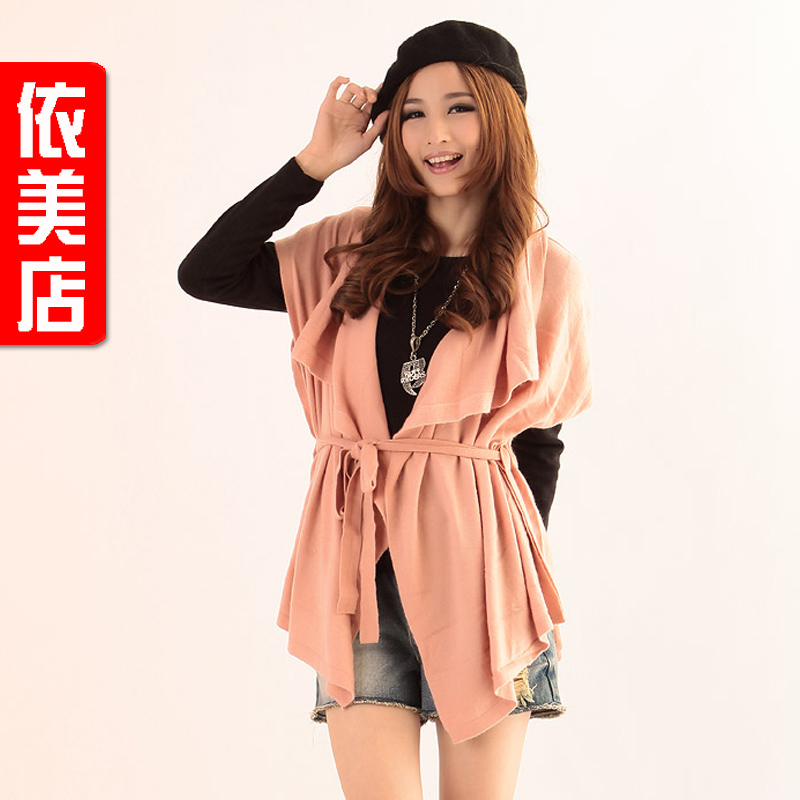 2013 spring outerwear women's solid color sleeveless lacing casual all-match long sweater