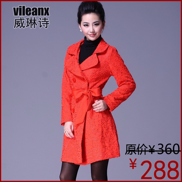 2013 spring overcoat women's trench female outerwear spring and autumn medium-long slim women's 3512