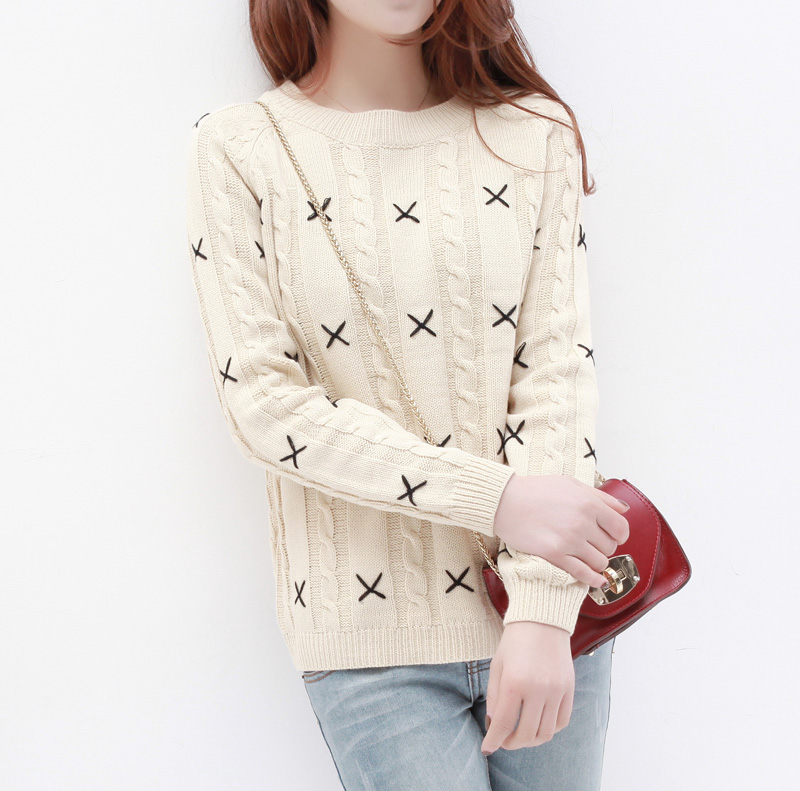 2013 spring personality casual cross rope twist braid o-neck pullover knitted sweater ad339