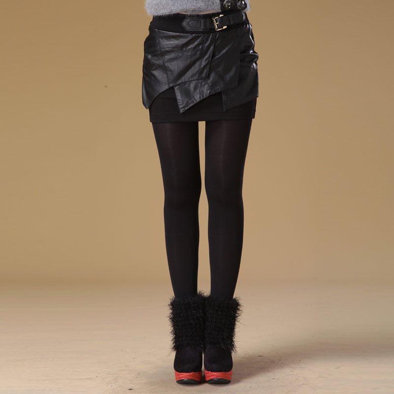 2013 spring plus size elegant female skirt patchwork fashion water wash PU leather skirt