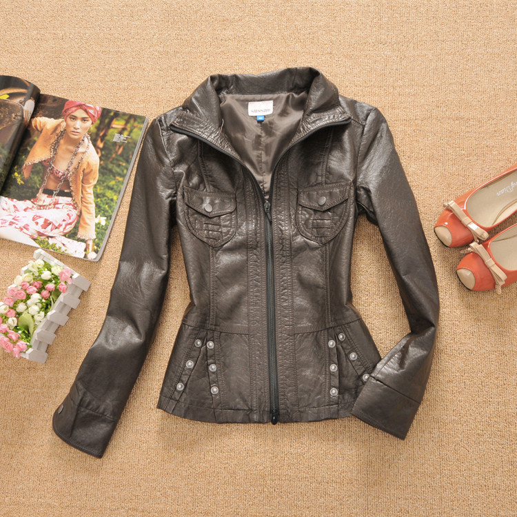 2013 spring plus size leather clothing outerwear mm autumn new arrival outerwear female casual motorcycle leather clothing