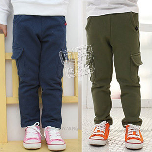 2013 spring pocket comfortable paragraph of boys clothing girls clothing baby trousers casual pants kz-0985